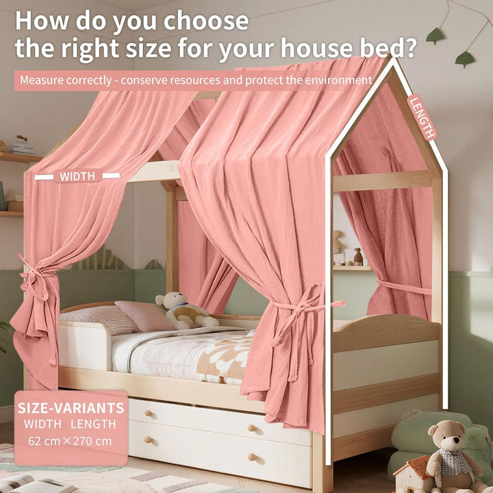 HOTUT Hausbett Himmel,2 Stück Betthimmel Babybett aus Musselin,Weich und atmungsaktiv Baldachin Kind