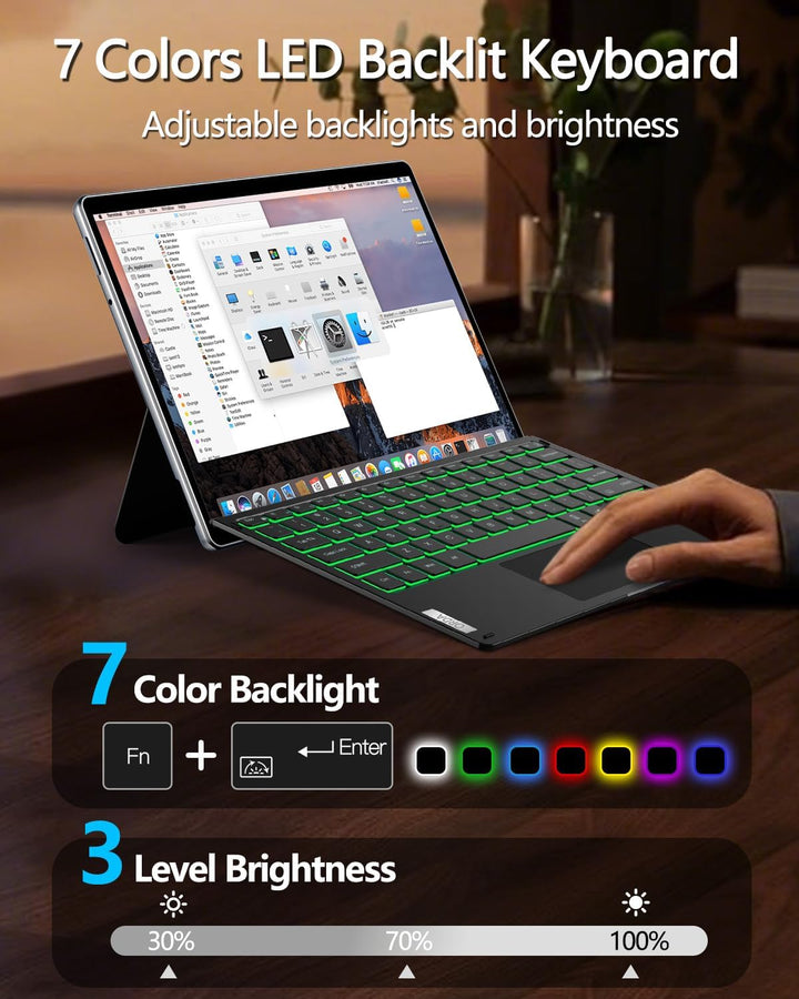 ORDA Surface Pro 7 Tastatur, Kompatibel mit Surface Pro 7+/7/6/5/4 mit Multi-Geste-Trackpad, 12.3 Zo