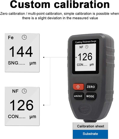 Digitales Schichtdickenmessgerät Autolack-Dickenmessgerät mit Sensor für Auto Fe & NF Messung 2 in 1