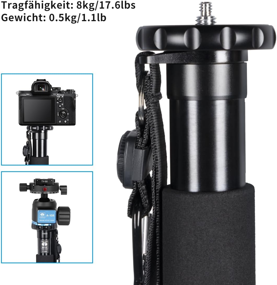 SIRUI P-306 Camera Kamera Reise Einbeinstativ Monopod, Aluminium 0.56kg Einbeinstativ, 6 Sektionen,