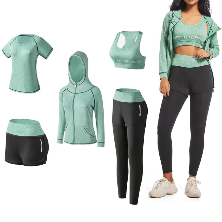 ODWTMRK Jogginganzug Damen Trainingsanzug Sets Yoga Kleidung Anzug 5er-Set Sportbekleidung Laufbekle