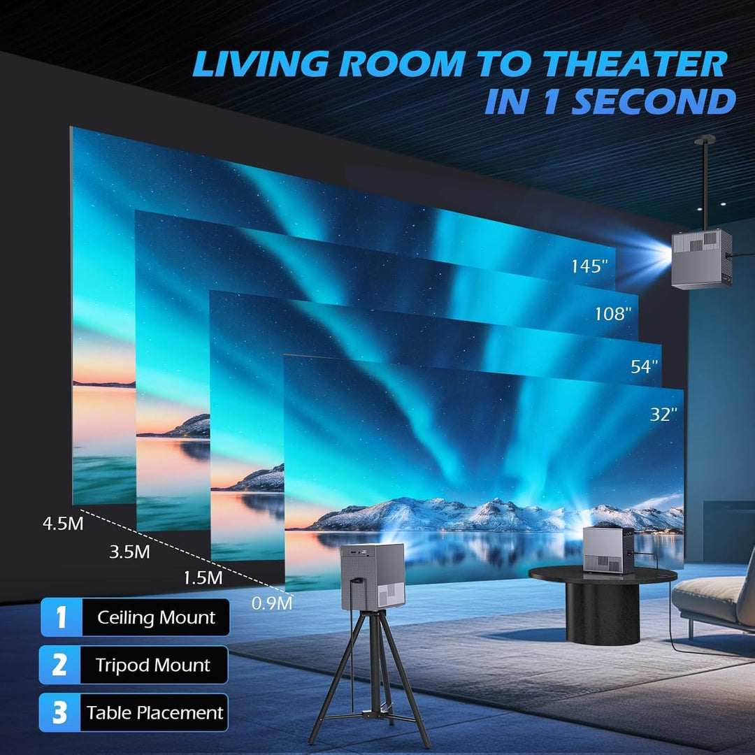 Mini Beamer 4k Heimkino, Mini Projektor 4K Support, Smart Projector Mini Projector TV Portable Video