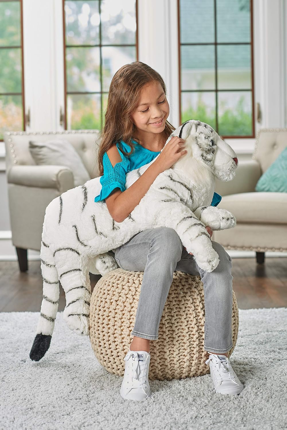 Wild Republic 19548 Jumbo Plüsch Weisser Tiger, grosses Kuscheltier, Plüschtier, Cuddlekins, 76 cm,