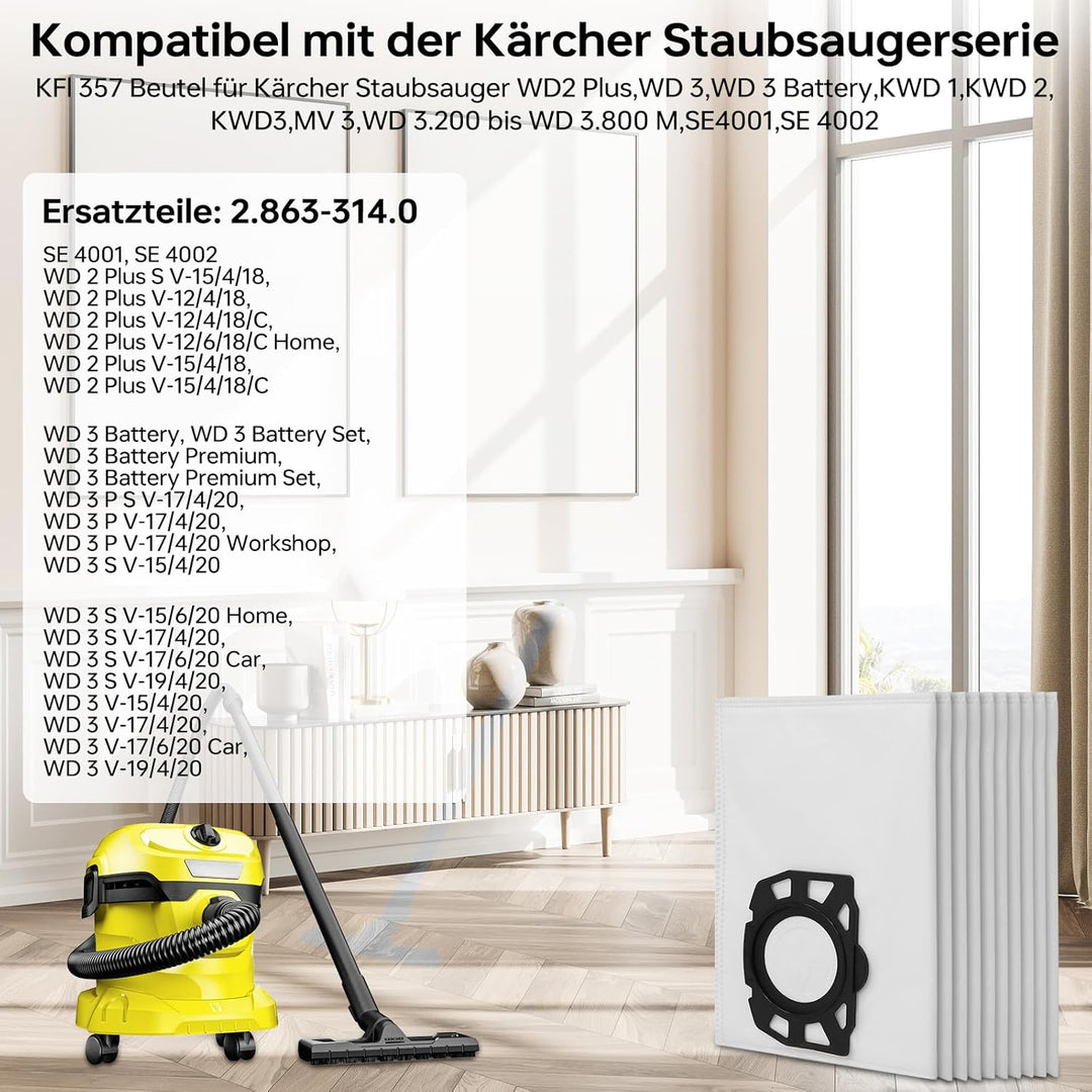 10 Stück Staubbeutel für Staubsauger 10 Stück Wd2 Staubbeutel, 10 Stück Wd2 Staubbeutel