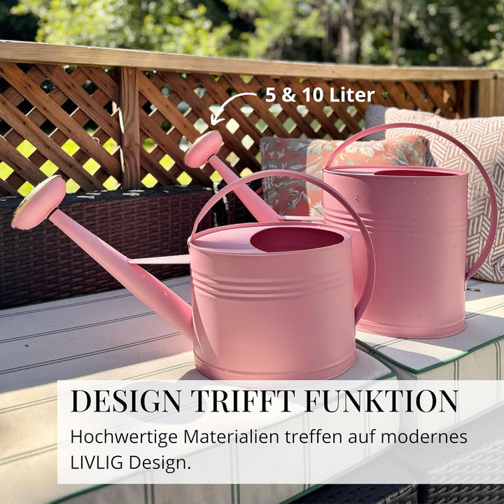 LIVLIG Giesskanne 5 Liter, Blumengiesskanne für Garten & Balkon, Hochwertige Metallgiesskanne 5L aus