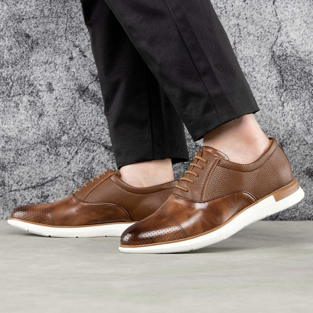 MEIJIANA Herren Oxfords Männer Businessschuhe Freizeit Schuhe Oxfords Herren Anzugschuhe Leder, Brau