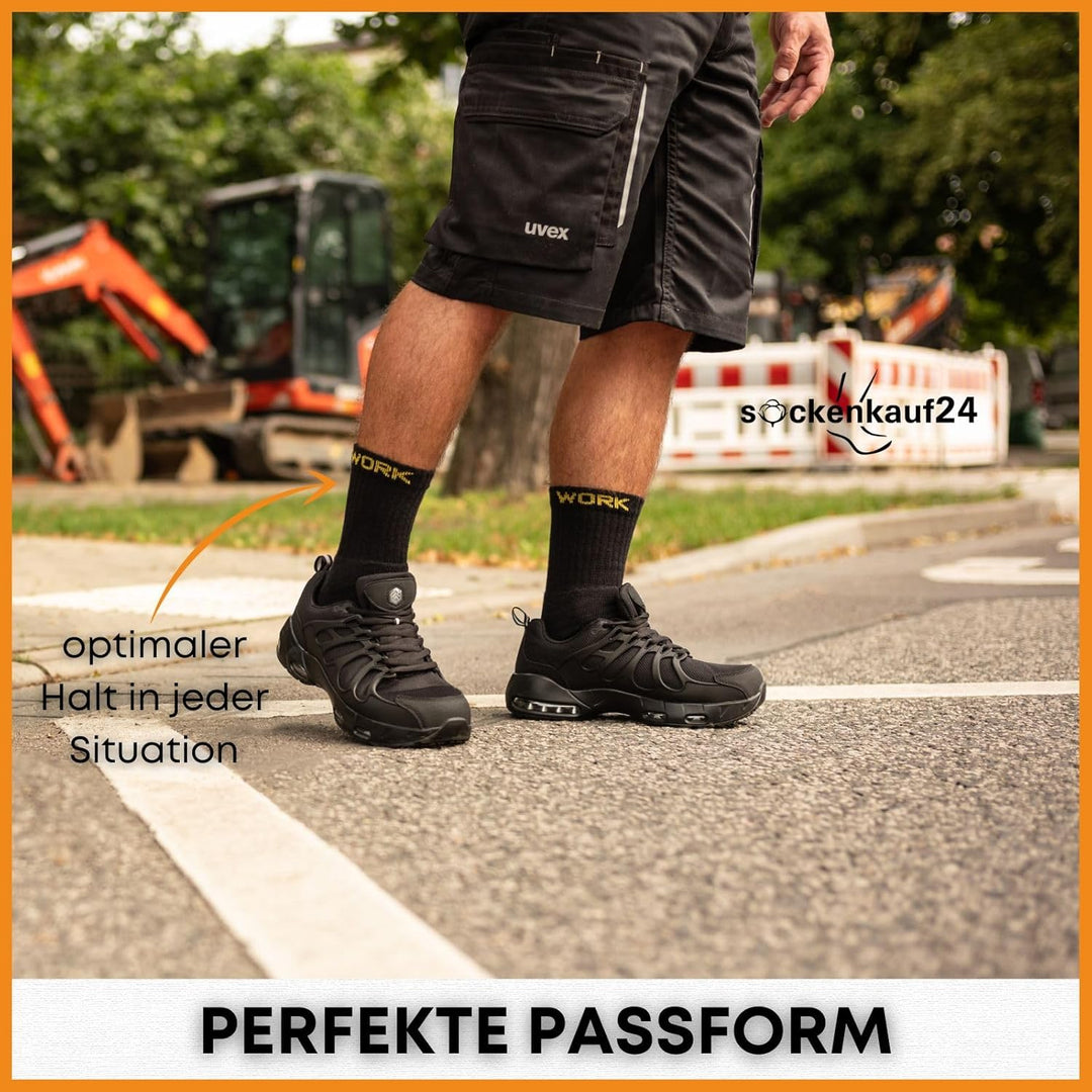 Herren Arbeitssocken (10 oder 20 Paar) WORK Socken Baumwolle 43-46 20 Paar | Schwarz, 43-46 20 Paar