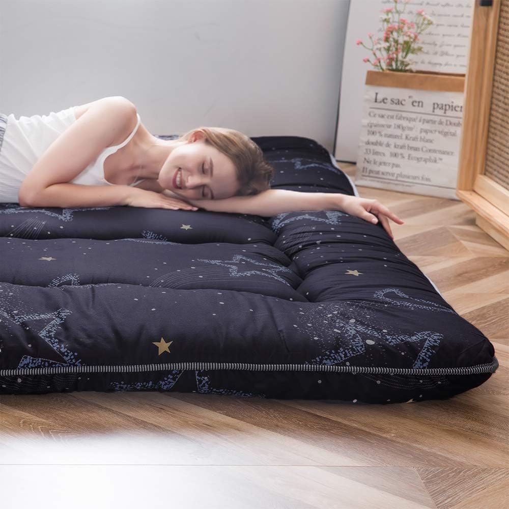 MAXYOYO Japanische Bodenmatratze Futonmatratze, Verdicken Tatami Matte Isomatte Faltbare Roll-Up Mat