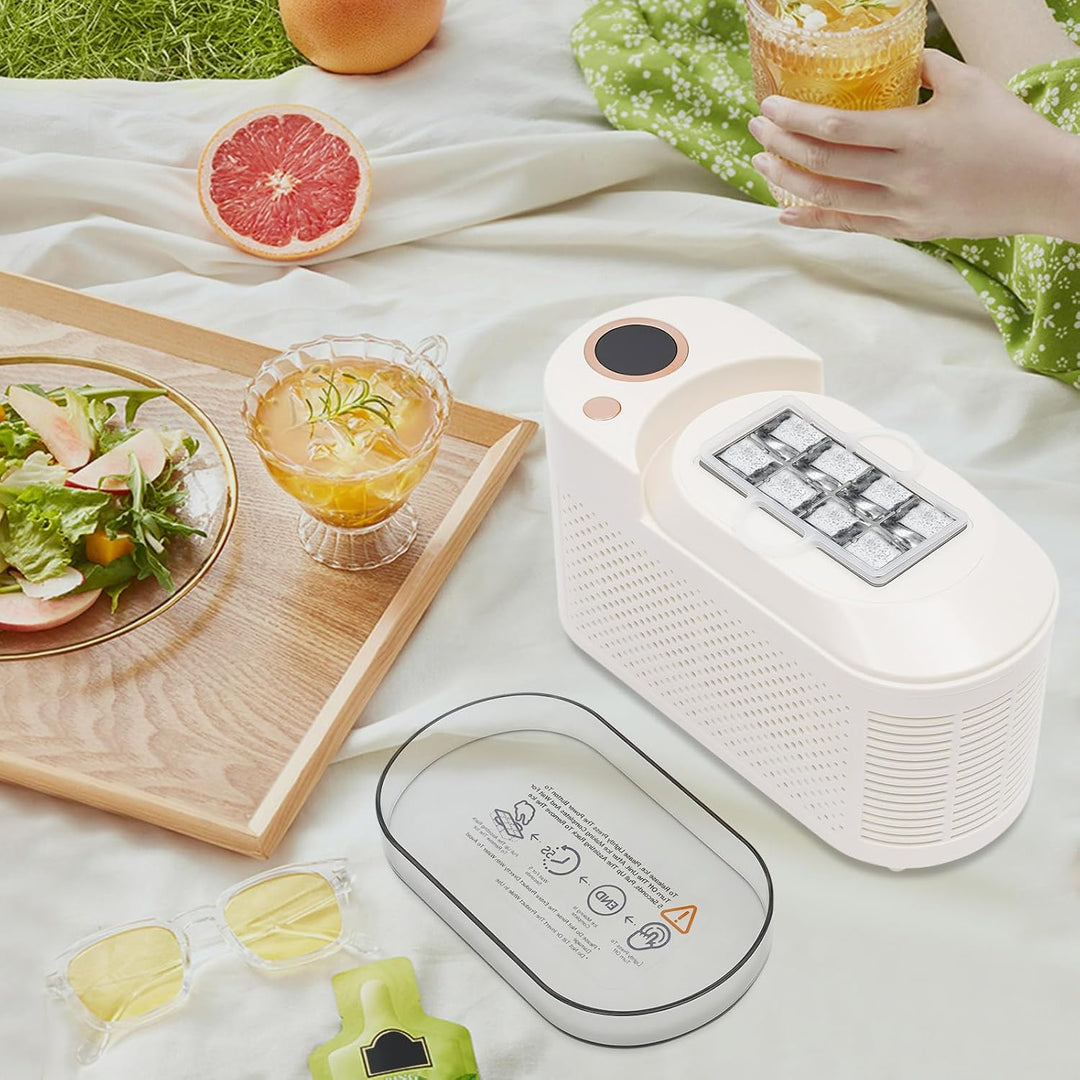 120W Kompakte Eiswürfelmaschine, Tragbarer Eiswürfelbereiter, Mini Eismaschine, 8 Eiswürfel in 10–15