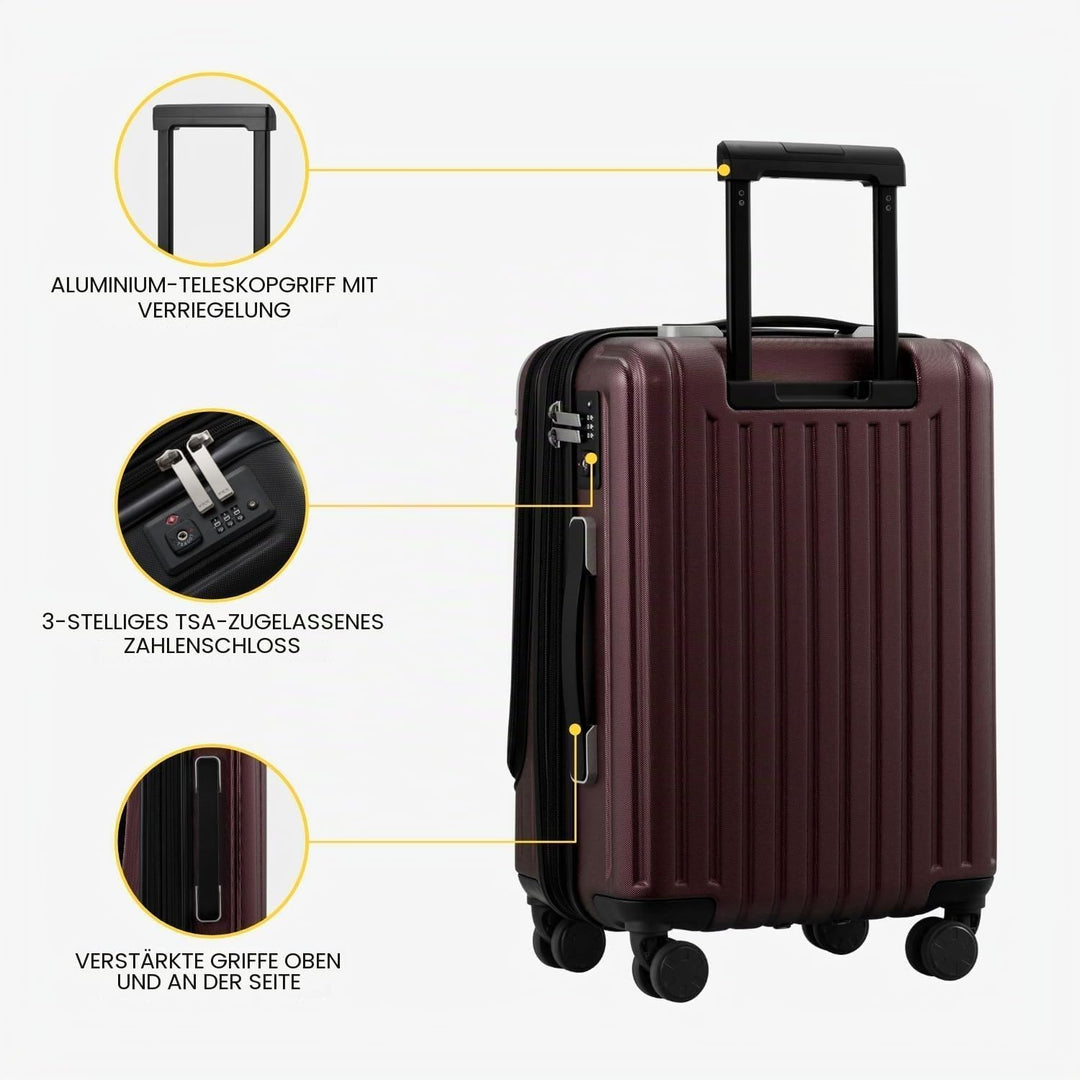 LEVEL8 Koffer Trolleys Handgepäck Hartschalenkoffer Rollkoffer Reisekoffer, TSA Rot (Organizer-Set)3