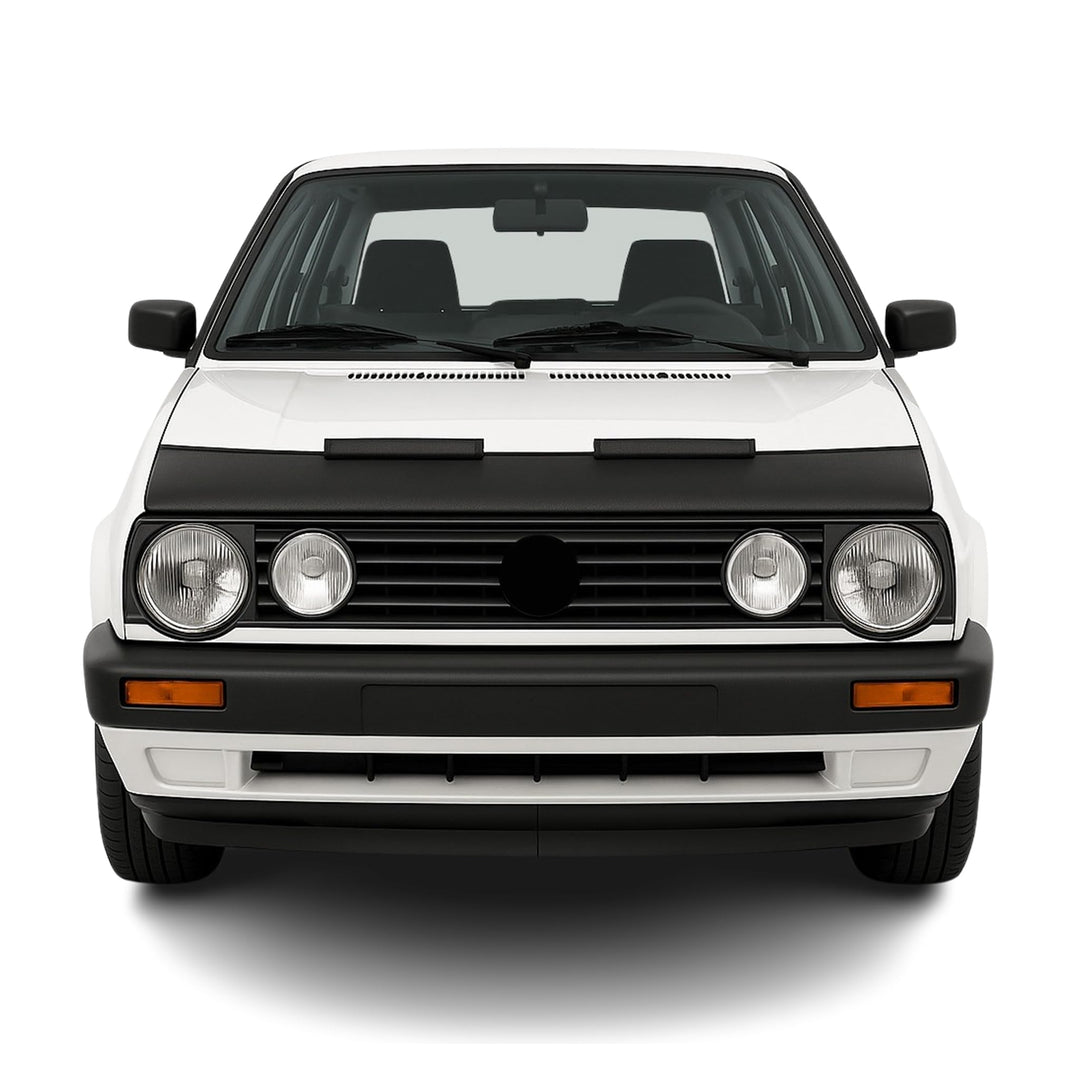 OMAC Haubenbra Steinschlagschutz Bonnet Bra kompatibel mit VW Golf 1983-1991 Schwarz Halb Schwarz Go