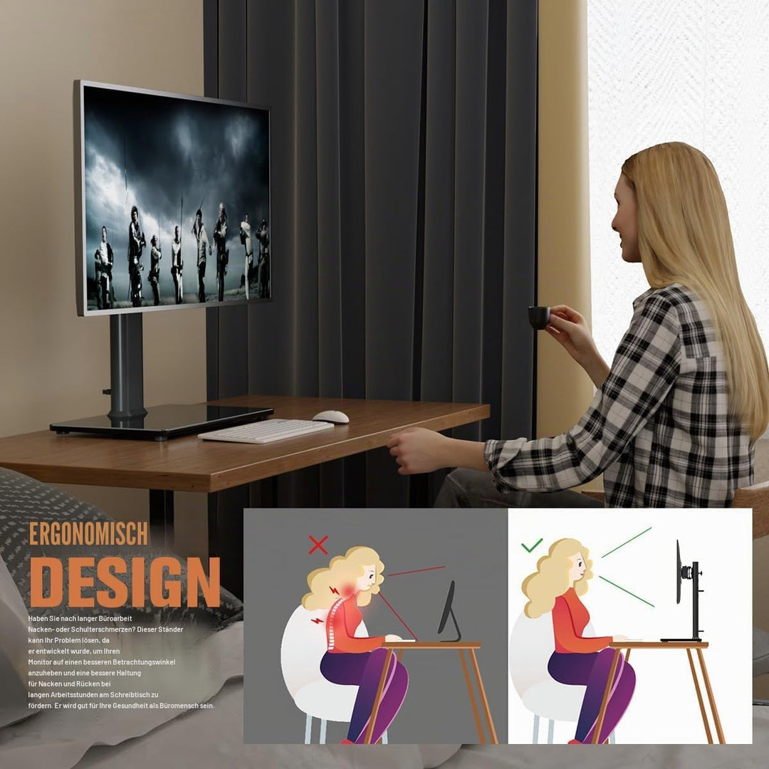 Hemudu Monitor Ständer Tischständer für 13 Zoll-32 Zoll Monitore, schwenkbar, neigbar, rotierbar, hö