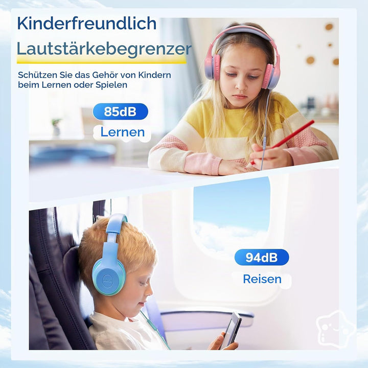 EarFun Kinder Kopfhörer, Kopfhörer Kinder USB C, 85/94dB Lautstärkenbegrenzer, HiFi Klang, faltbar,
