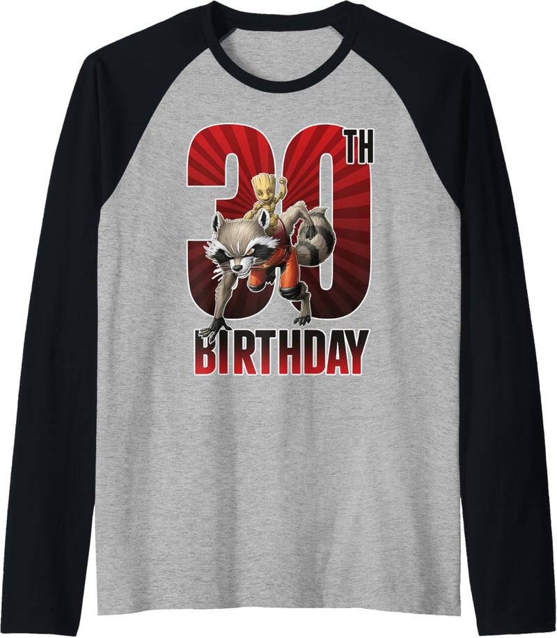 Marvel Guardians Of The Galaxy Rocket & Groot 30th Birthday Raglan