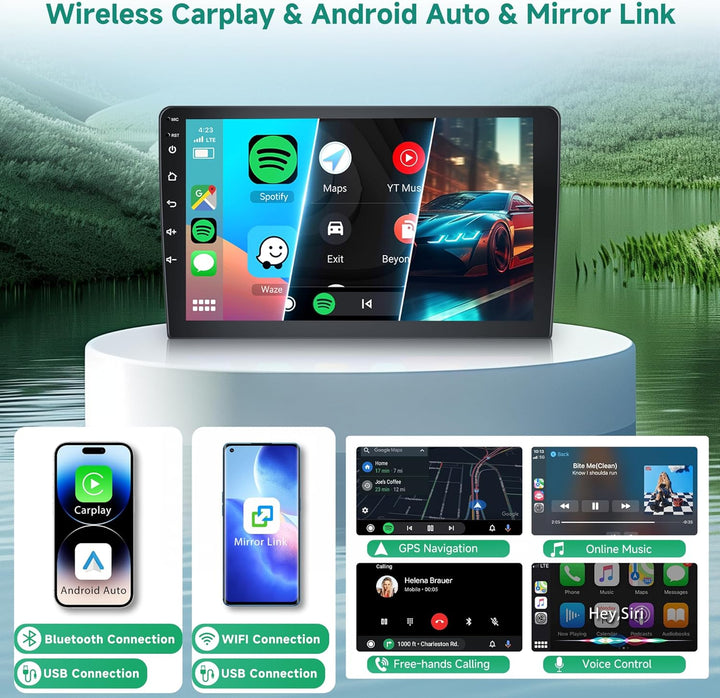 Rimoody 2G+64G Autoradio 2 Din Android Wireless Carplay Android Auto, 9 Zoll Touchscreen 2 Din Radio