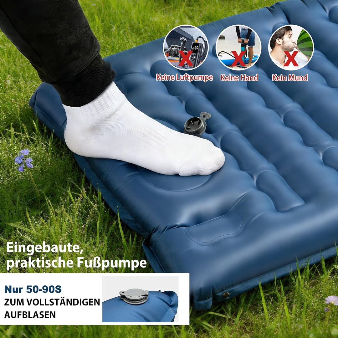 HiiPeak Ultraleichte Isomatte aufblasend - Luftmatratze Camping mit integrierter Fusspumpe &amp; Kissen,