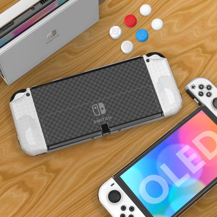 HEYSTOP Switch OLED Hülle Dockable PC Schutzhülle mit Griff Case und Daumenkappe für Nintendo Switch