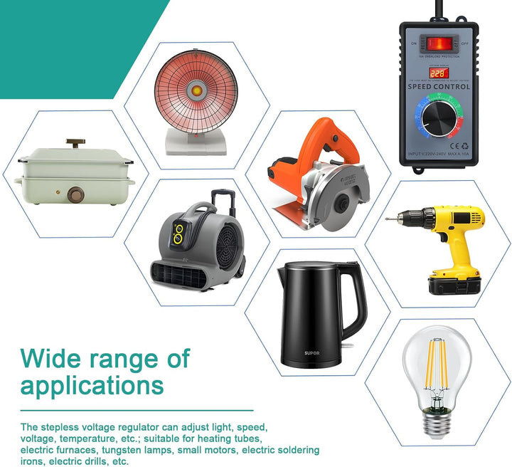 Ailao Drehzahlregler 230v Drehzahlregler Motor Verwendung für Winkelschleifer/Bläser/Handbohrer/Krei