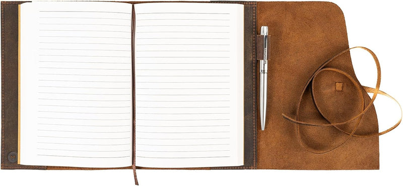 Nachfüllbares Leder Tagebuch für Erwachsene - Geschenkset mit Luxus Stift - MOONSTER® Handgefertigte