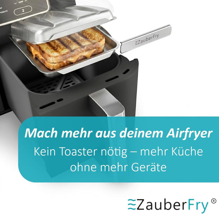 ZauberFry Sandwichmaker Form für Airfryer – Edelstahl Panini Toaster | Kompatibel mit Tefal, Ninja,