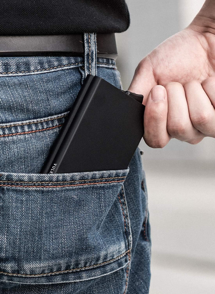 VULKIT Kartenetui Metall mit RFID NFC Schutz Karten Geldbörse Herren Geldbeutel Doppelt Karten Etui