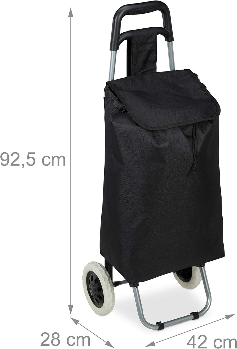 Relaxdays Einkaufstrolley klappbar, Abnehmbare Tasche 28 L, Einkaufswagen mit Rollen HxBxT: 92,5 x 4