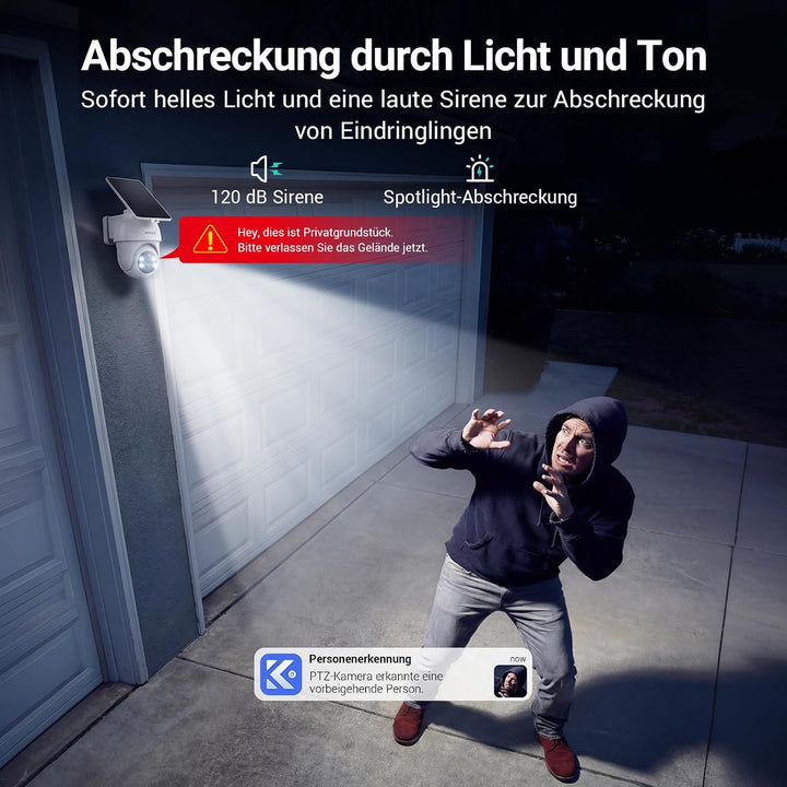 ANSQUE Überwachungskamera Aussen Solar Akku, 4er Set mit AnsqueBase, Ohne Abonnement, 32GB Lokalspei