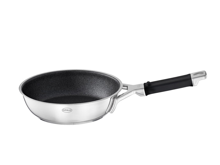RÖSLE SILENCE PRO Bratpfanne, Pfanne mit kratzfester Premium-Antihaftversiegelung ProResist, Silikon