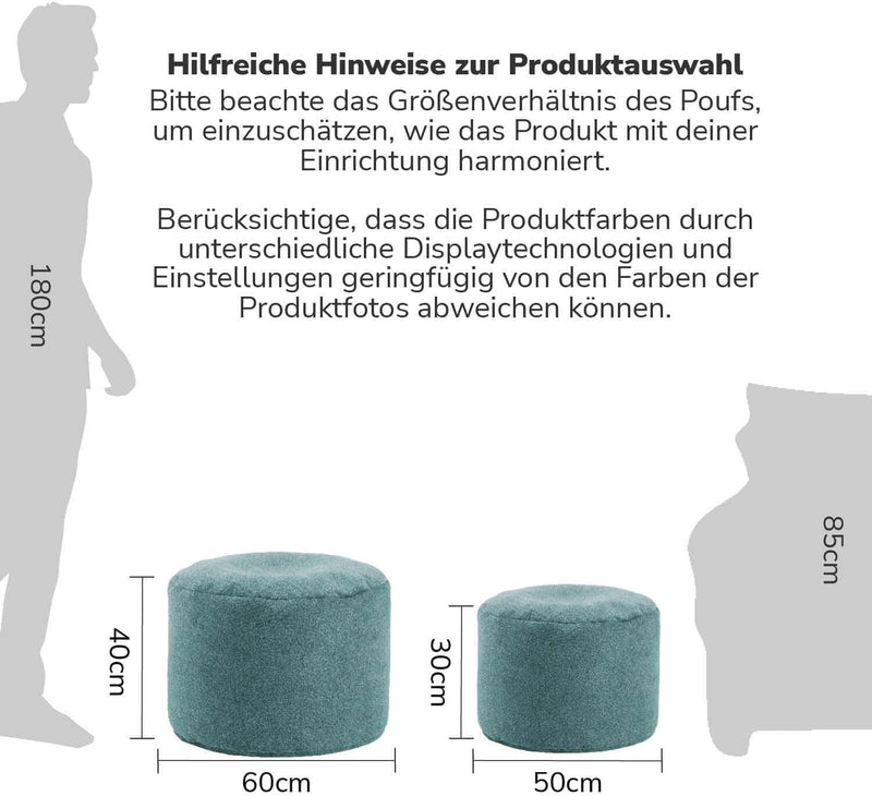 mokebo® Pouf, Hocker o. Bodenkissen 60x40cm &