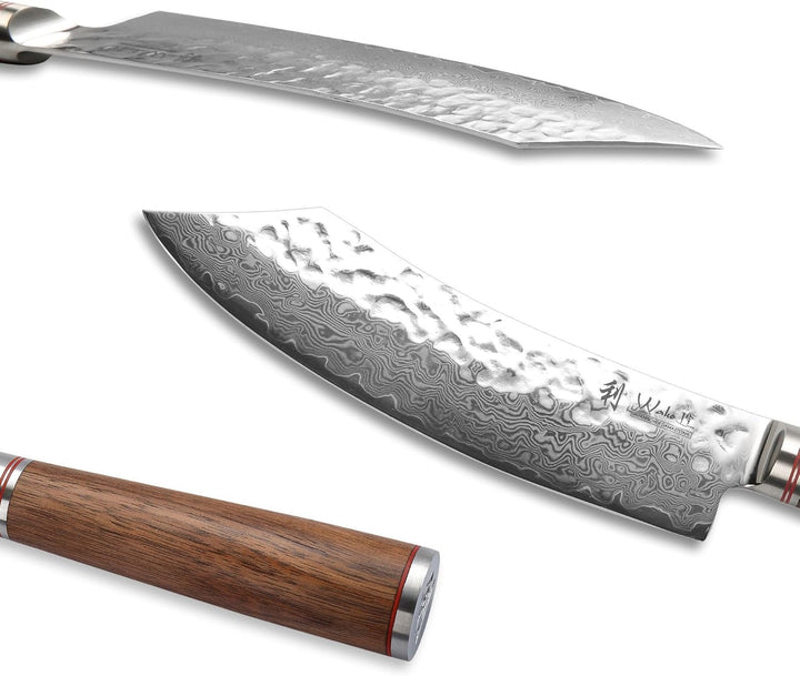 Wakoli Nussbaum Damastmesser Blockmesser klein extrem scharfe 20 cm Klinge aus 67 Lagen I Damast Küc