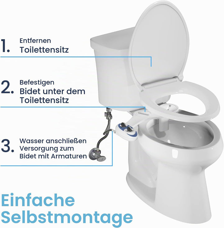 Luxe Bidet NEO 185 - Selbstreinigende, Doppeldüse, nicht elektrischer Bidet-Aufsatz für Toilettensit