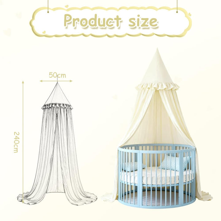HOTUT Baldachin Kinderzimmer Vintage,Prinzessin Kinderbetthimmel mit Rüschen,Betthimmel Babybett Kin