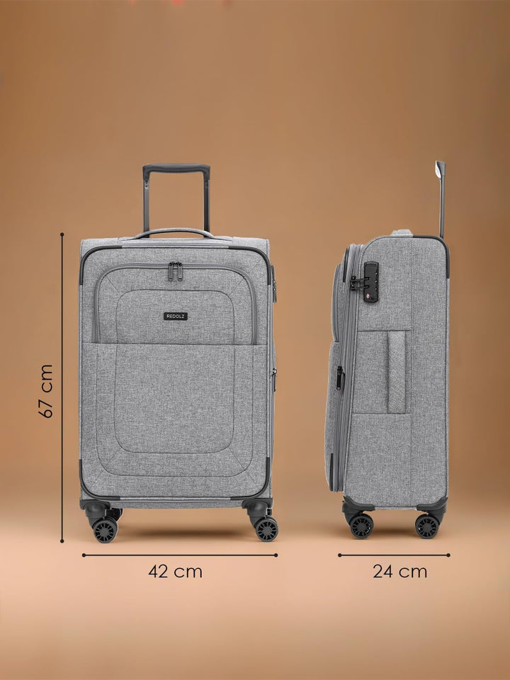 REDOLZ MEDIUM Weichschalen Koffer für Männer & Frauen | Leichter Trolley 67 cm mit 4 Doppelrollen &