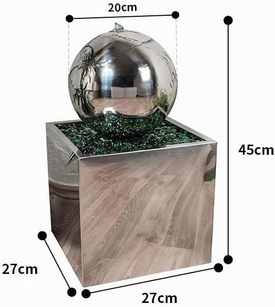 Köhko® Springbrunnen Ø 20 cm mit LED-Beleuchtung in eckigen Edelstahlbecken hochglanzpoliert 21015 G