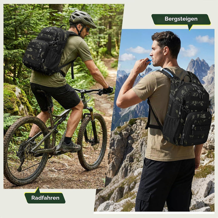 RAINSMORE Wanderrucksack 18L mit 2L Blase &amp; Regenschutz | Leichter Trinkrucksack für Laufen, Radfahr