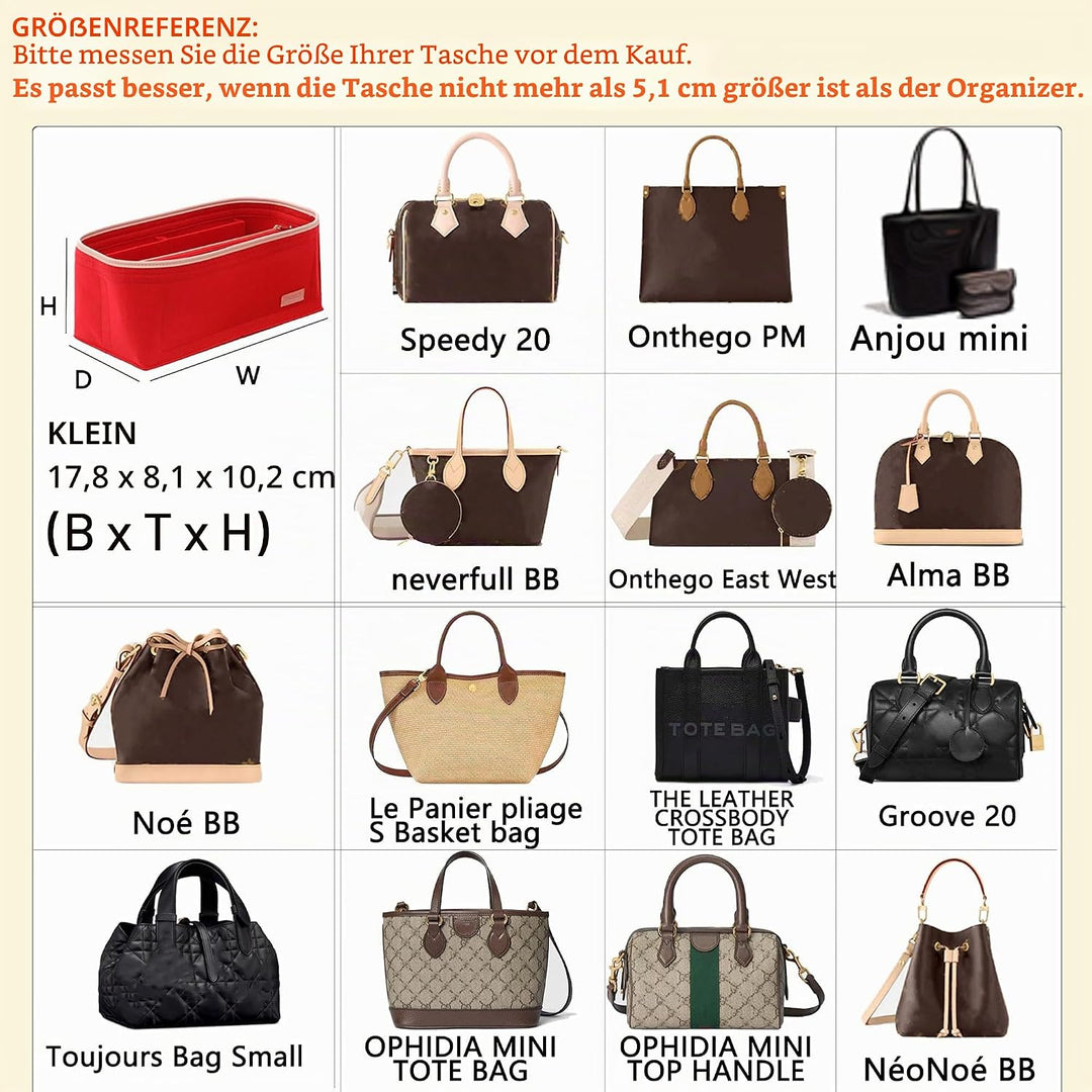 KESOIL LV Speedy 20 LV Alma BB Filz-Organizer-Einsatz, Geldbörsen-Organizer-Einsatz für Handtaschen