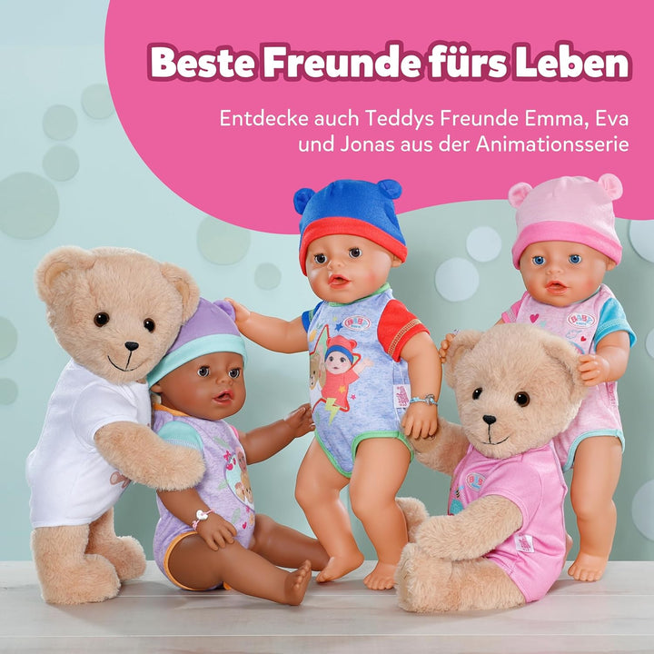 BABY born Bär, Teddy Kuscheltier mit weissem Strampler und beweglichen Armen und Beinen, 835388 Zapf
