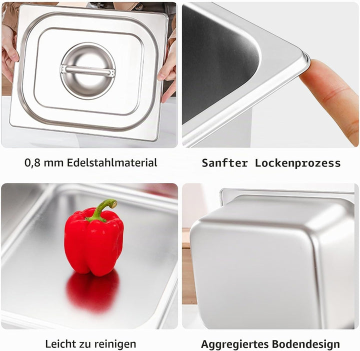 Panier-Set Aus Edelstahl, 3 Stück Hotelpfannen, Panierschalen Set 3-Teilig, Dampftischpfannen, Pfann