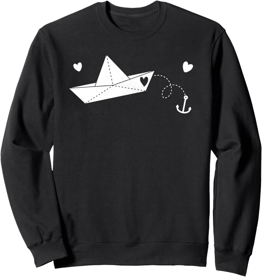 Papierboot und Anker Papierschiff Sweatshirt