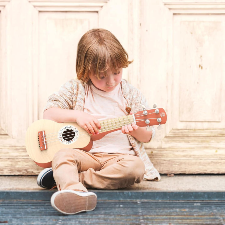 Speedy Monkey 695004 Ukulele, Holz-Instrument für Kinder, viersaitiges Musikinstrument aus Nylon, Gr