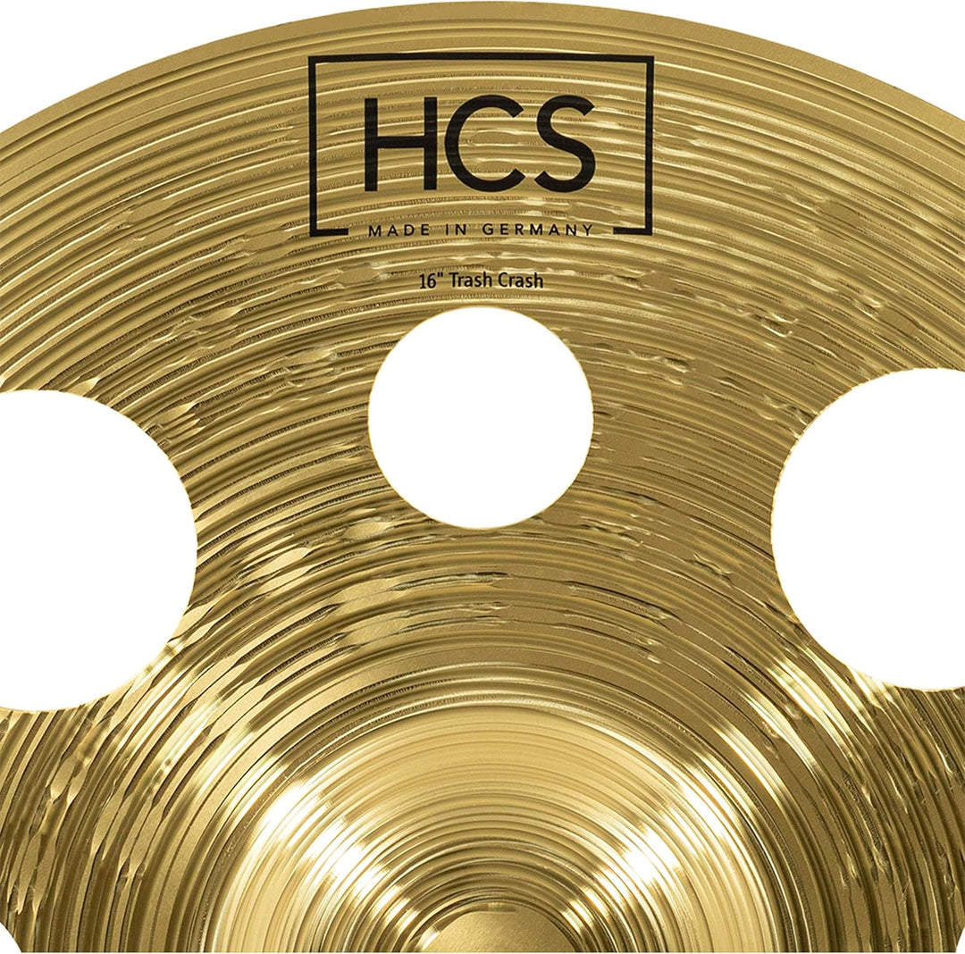 Meinl Cymbals HCS Trash Crash 16 Zoll (Video) Schlagzeug Becken mit Löchern (40,64cm) Messing, Tradi