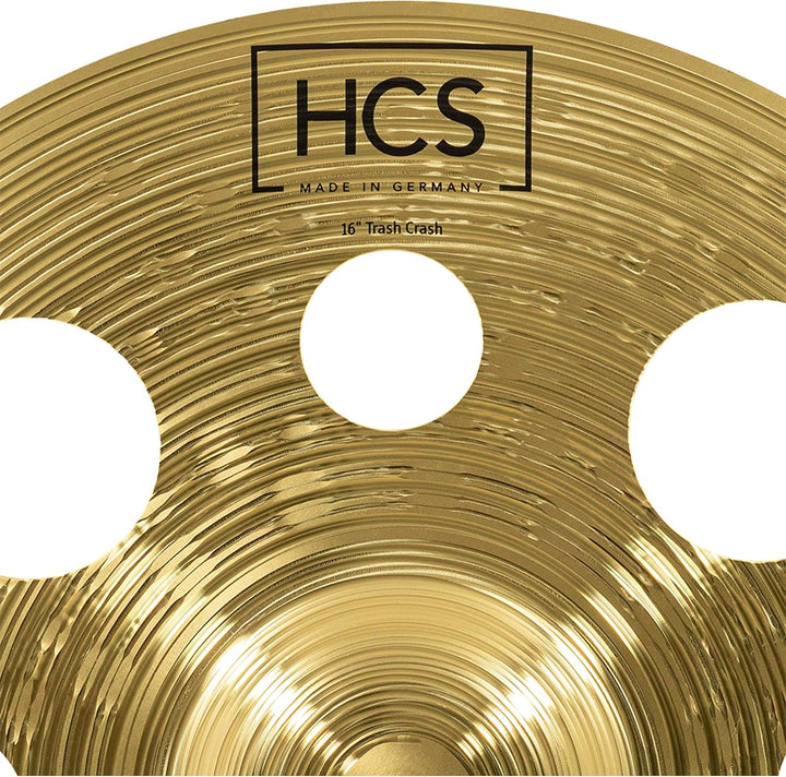 Meinl Cymbals HCS Trash Crash 16 Zoll (Video) Schlagzeug Becken mit Löchern (40,64cm) Messing, Tradi