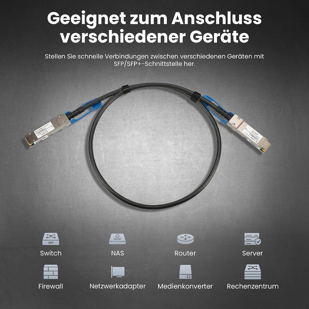 Extralink DAC QSFP28 Kabel 1m – Passives Twinax Kabel 100Gbit, QSFP28 zu QSFP28, MSA kompatibel, für