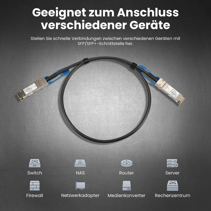 Extralink DAC QSFP28 Kabel 1m – Passives Twinax Kabel 100Gbit, QSFP28 zu QSFP28, MSA kompatibel, für