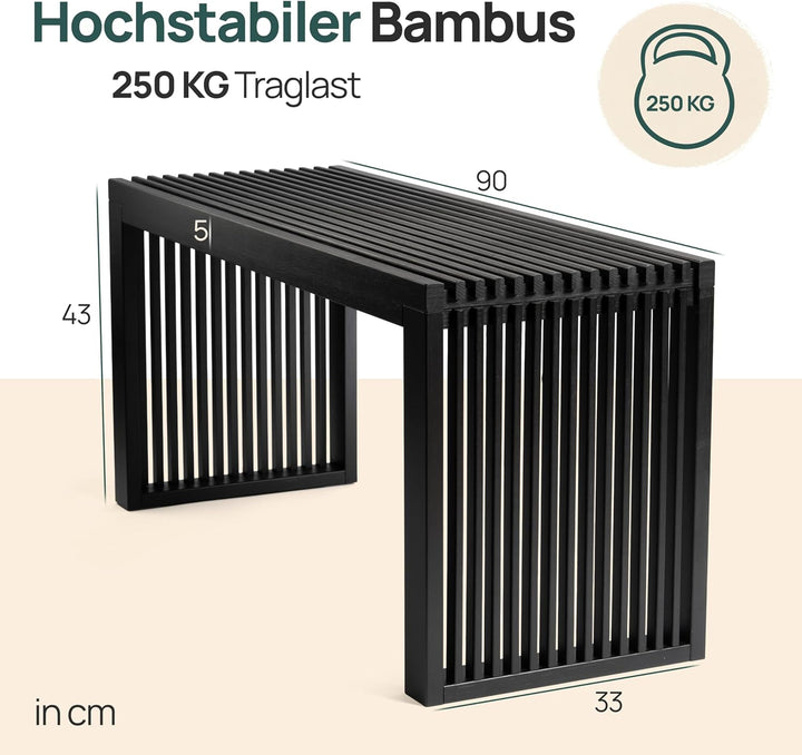 Bambus Sitzbank Flur - Sitzbank Esszimmer - Holzbank Flur - Esszimmerbank | BAM BOO BOX Garderobenba