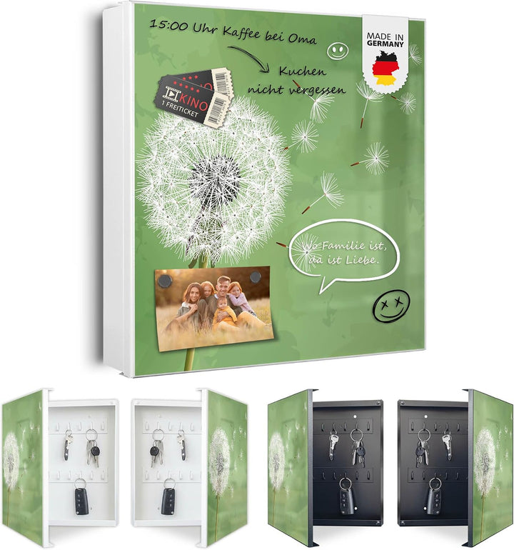 banjado Grosser Schlüsselkasten Metall - Schlüsselbox 30x30cm beschreibbarer mit 32 Haken - Schlüsse