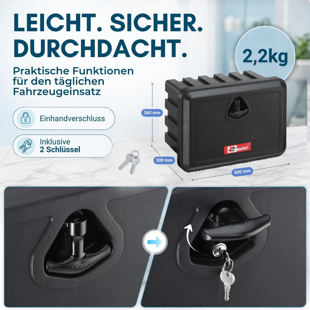 Unterbaubox Staubox Anhängerkiste Staukasten LKW Gurtkiste Unterflurbox Werkzeugkiste (500x365x300)