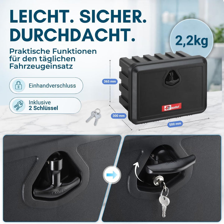 Unterbaubox Staubox Anhängerkiste Staukasten LKW Gurtkiste Unterflurbox Werkzeugkiste (500x365x300)
