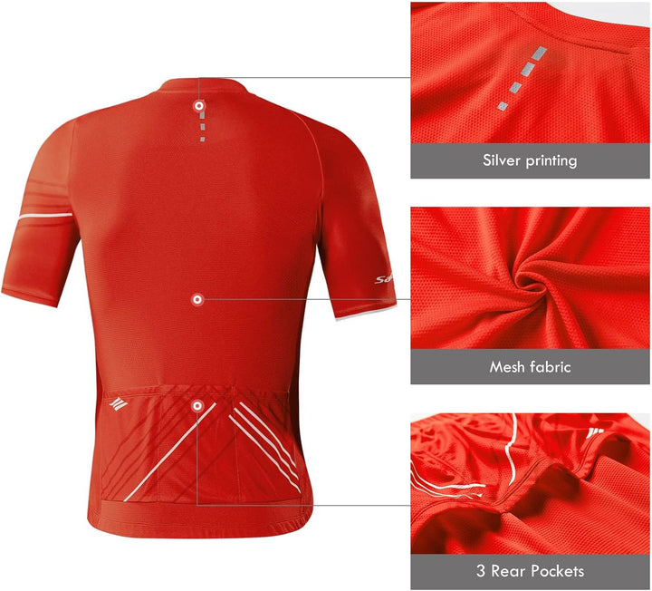 Santic Radtrikot Herren Kurzarm Fahrradtrikot Herren Fahrradshirt Radshirt Kurzarm Sommer mit Tasche