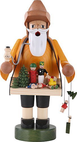 KWO Olbernhau Räuchermann Spielzeughändler, 18 cm, Mehrfarbig, 18cm